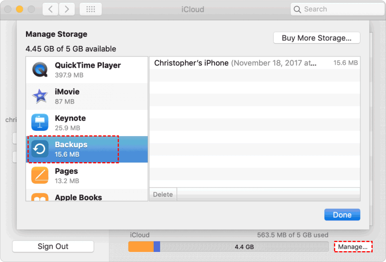 Accéder aux sauvegardes via l'utilisation d'iCloud