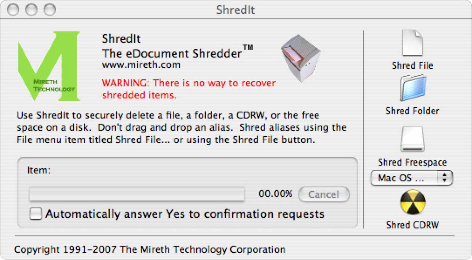 File Shredder sur Mac - Shredit X pour Mac