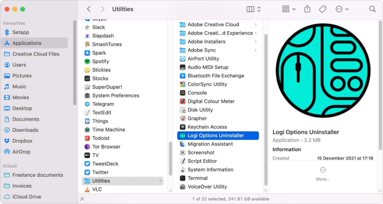 Uninstalling Logitech Control Center for Mac through Built-in Uninstaller