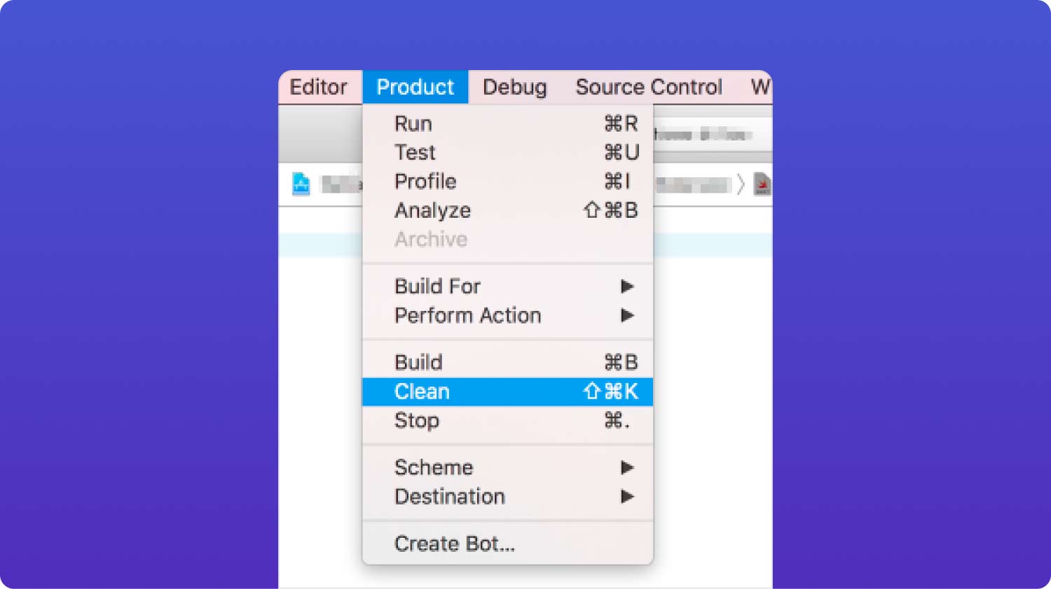 Cancella cache Xcode: pulizia durante la build