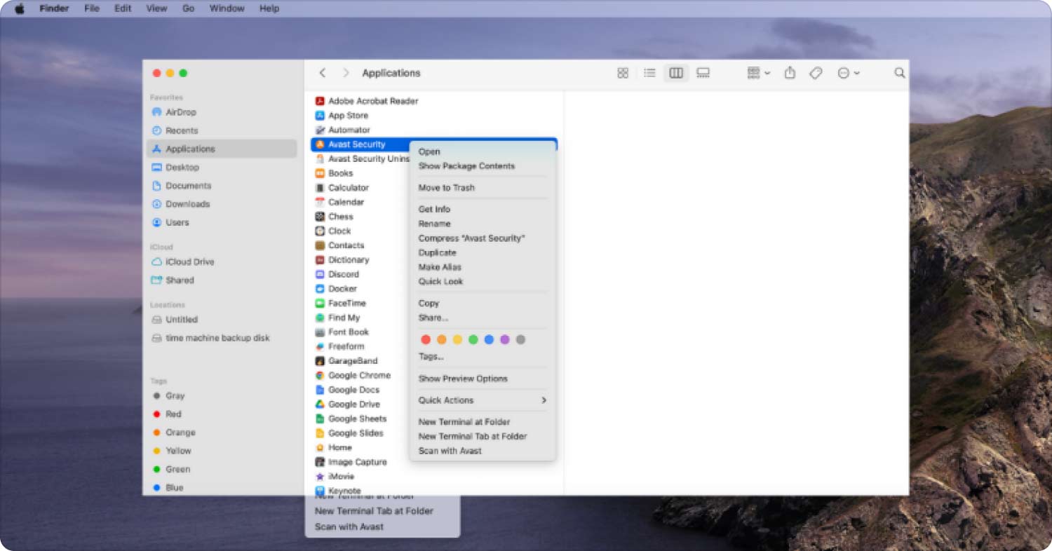 Finder を使用して Mac でアバストをアンインストールする