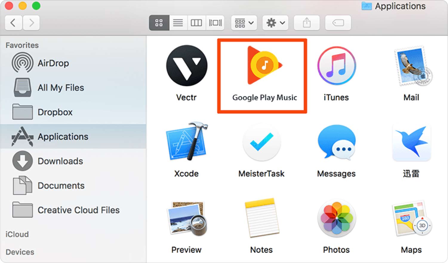 Désinstaller Google Music Manager sur Mac à l'aide du Finder