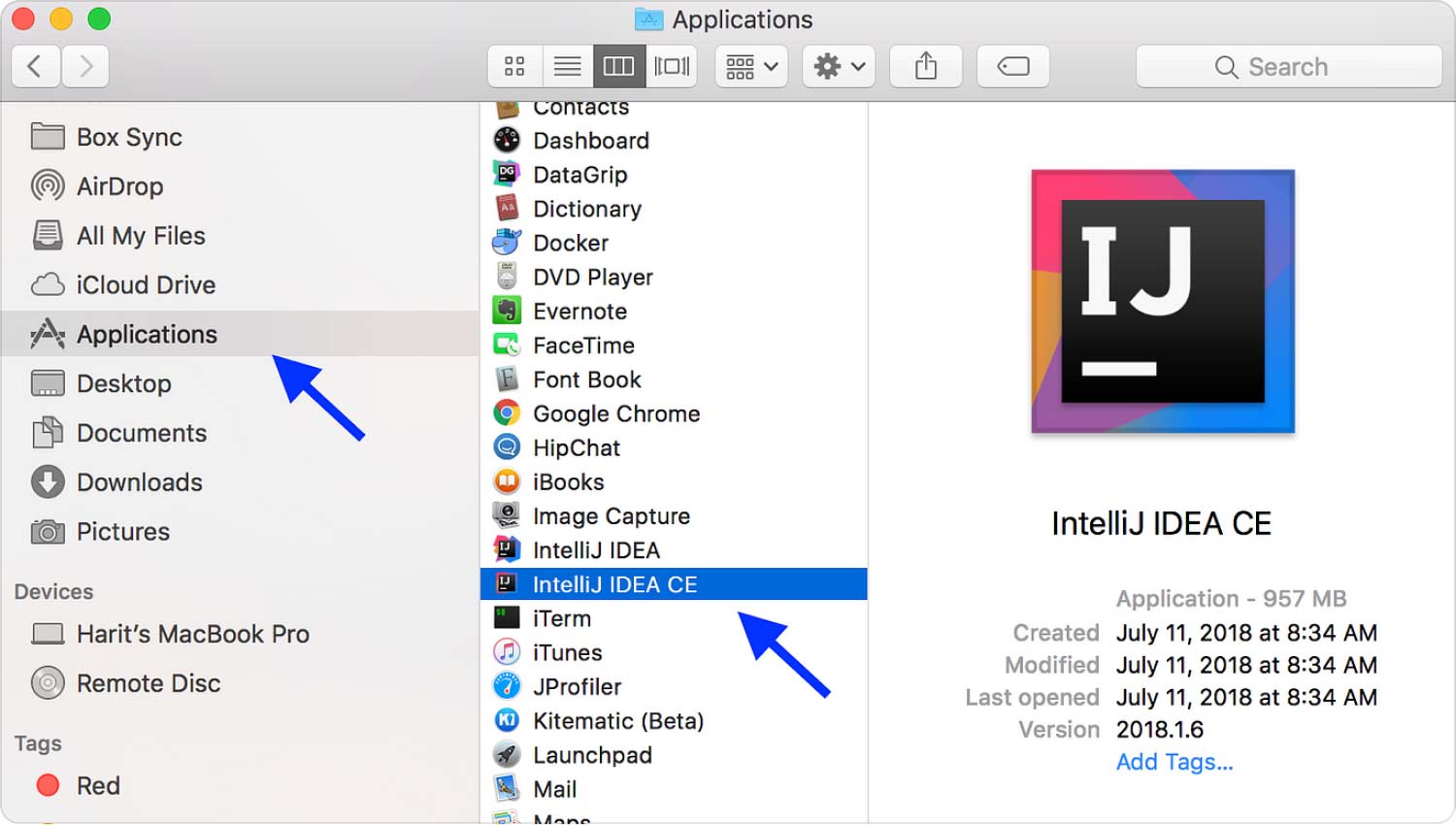 Ta bort IntelliJ via applikationer