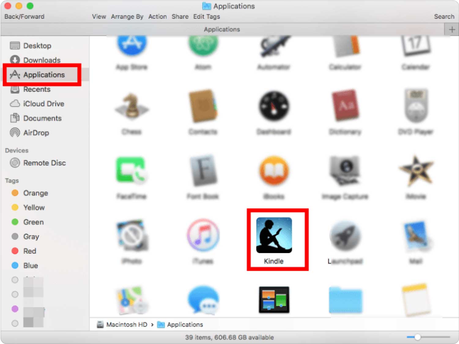 Désinstaller Kindle sur Mac à l’aide du Finder