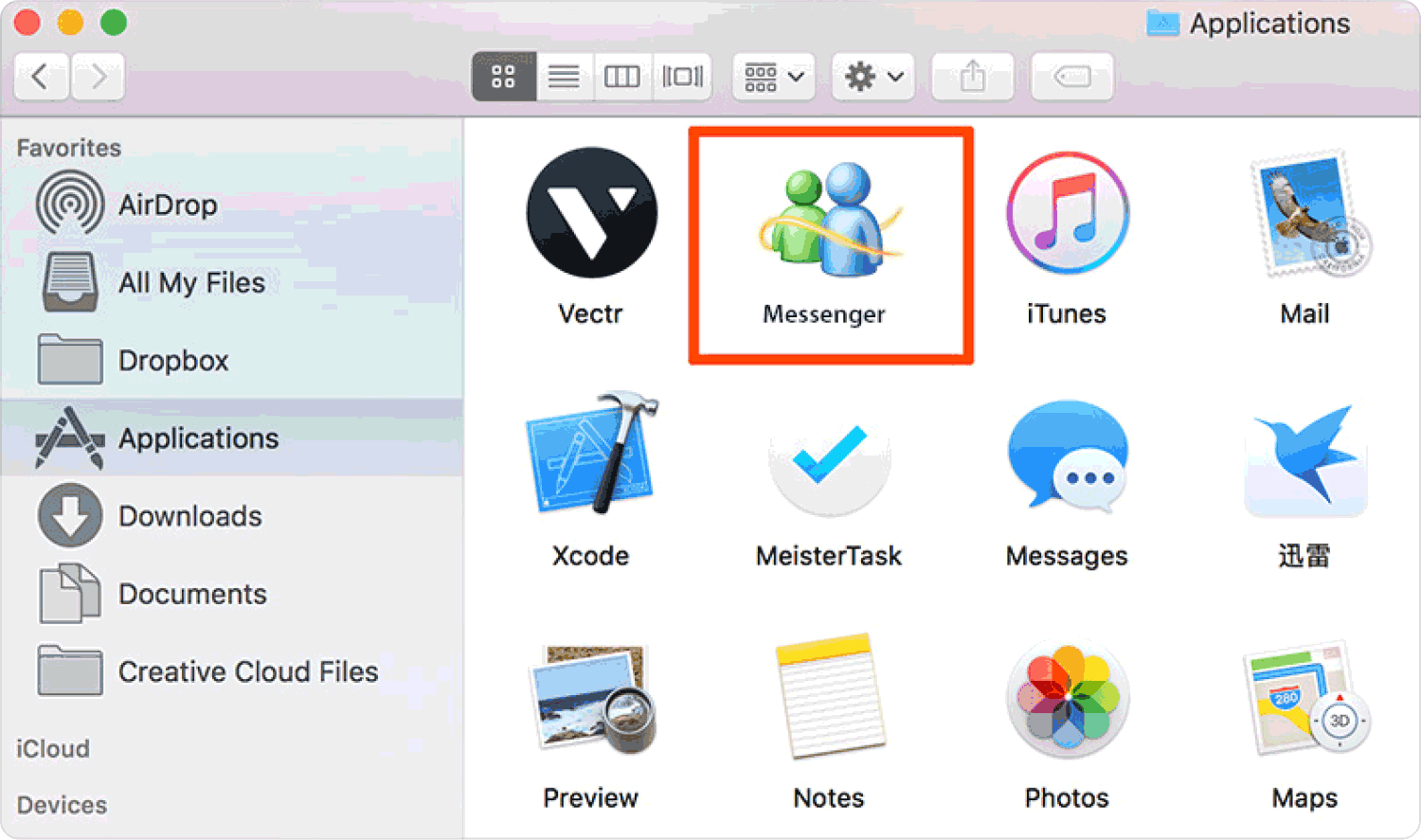 Disinstallare Microsoft Messenger su Mac utilizzando Finder