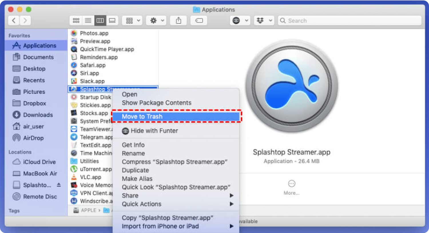 Uninstall Splashtop Streamer on Mac