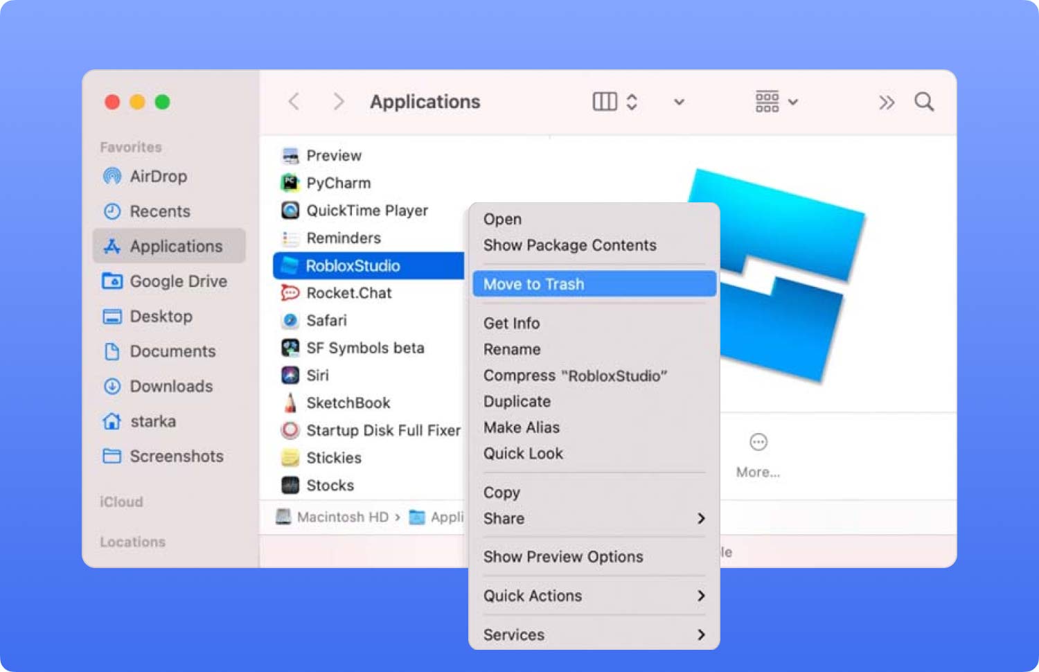 Désinstaller Roblox sur Mac à l'aide du Finder