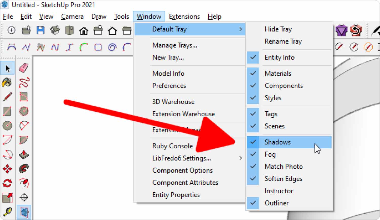 The Ways to Fix SketchUp Running Slow- Disable The Shadows And The Fog