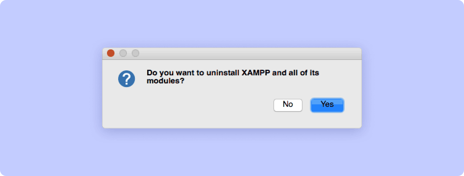 Disinstalla Xampp su Mac internamente