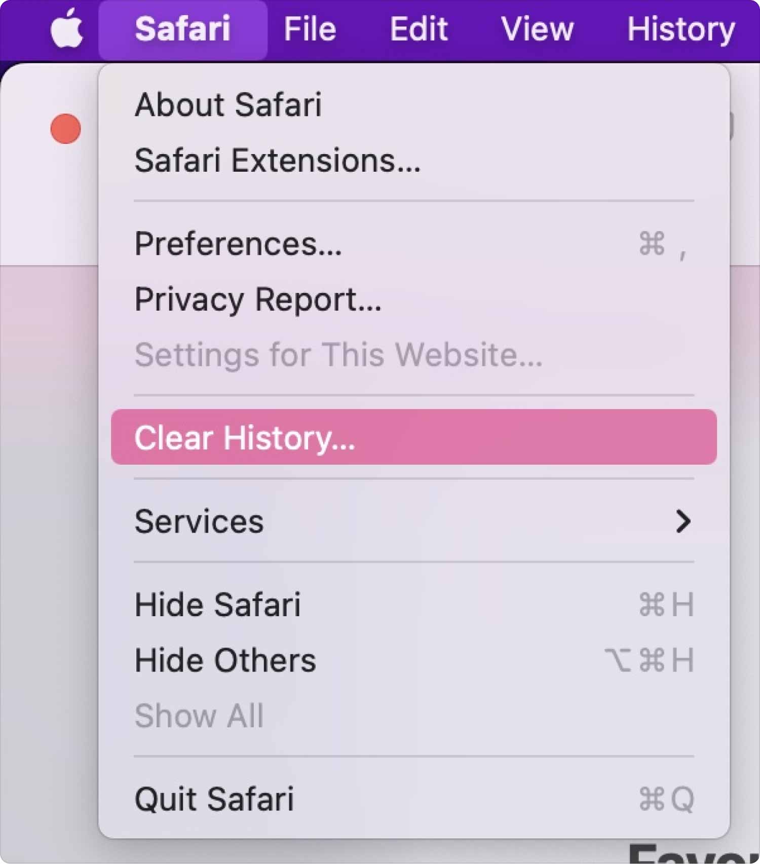 Clear the Safari History on Mac